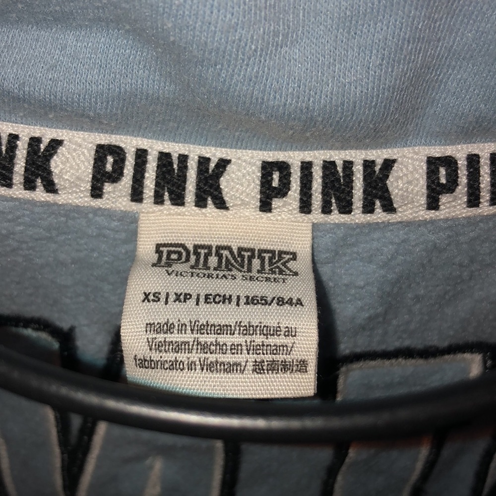 Victoria’s Secret PINK sweatshirt quarter zip blue and black size XS pink vs top - Picture 6 of 7